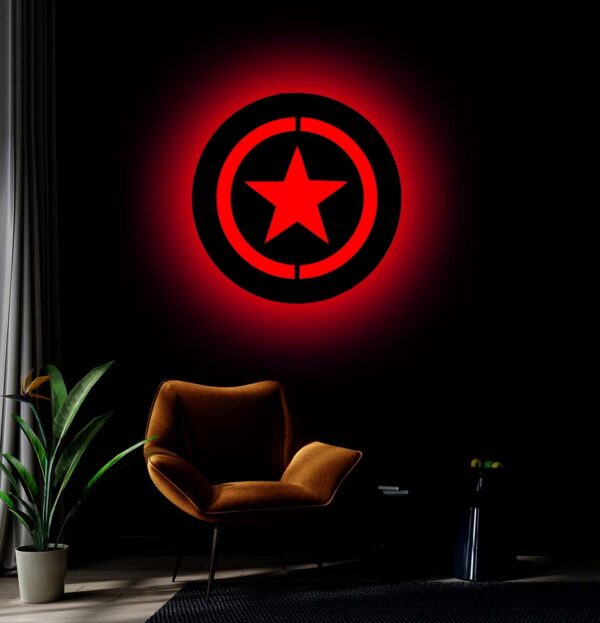 Captain America Shield 3D LED Backlit Wooden Wall Art | Avenger Superhero Sign for Kids Room & Gaming Setup
