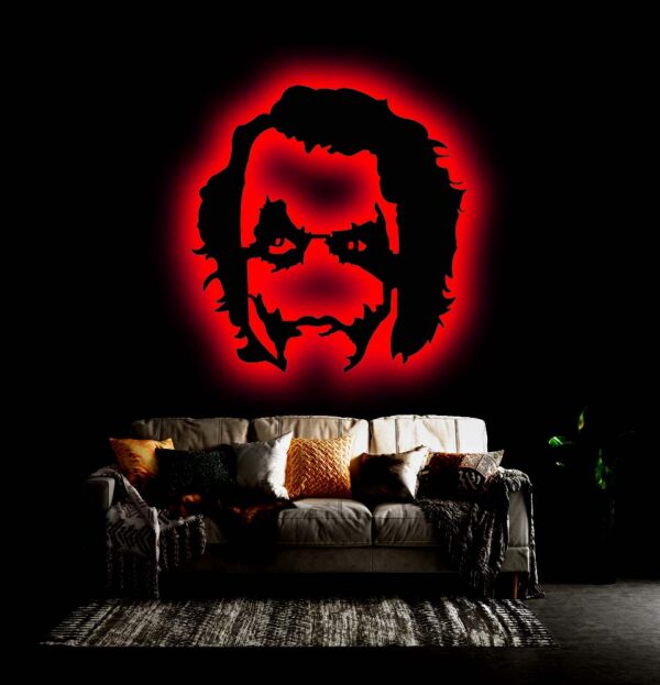Joker Face 3D LED Backlit Wooden Wall Art for Home, Gaming Room & Mancave Decor