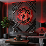 Manchester United LED Wooden Wall Logo with RGB Backlight