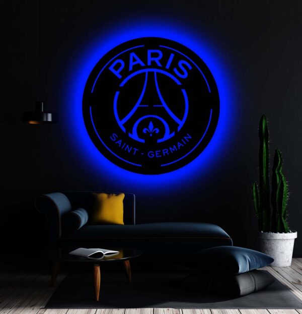 Paris Saint-Germain FC LED Logo Wall Decor | Wooden PSG Football Club Night Light | RGB LED Wall Art for Bedroom, Living Room & Gaming Room | Gift for Football Lovers & PSG Fans