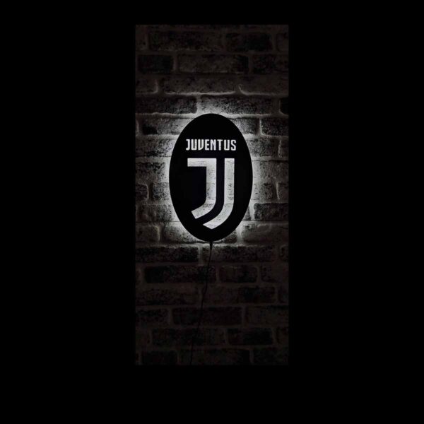 Wooden Juventus FC LED Logo Wall Decor | Football Club Night Light | RGB LED Wall Art for Bedroom, Living Room & Gaming Room | Gift for Football Lovers & Juventus Fans