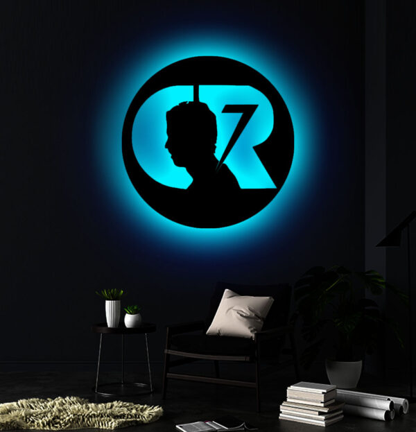 CR7 Inspired Football Club Wooden LED Wall Decor | Premium Backlit Football Logo Night Lamp | Bedroom, Gaming Room & Home Decor | Perfect Gift for Football Lovers