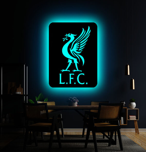 Liverpool FC LED Logo Wall Decor | Wooden RGB LED Football Club Sign | Premium Wall Hanging for Bedroom, Gaming Room & Football Fans | Perfect Gift for Liverpool Supporters