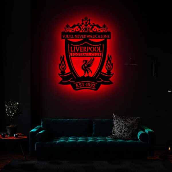 Liverpool FC LED Logo Wall Decor | Wooden RGB Backlit Football Club Sign | Remote Controlled Night Light | Home Room Decor | Gift for Liverpool Fans & Football Lovers