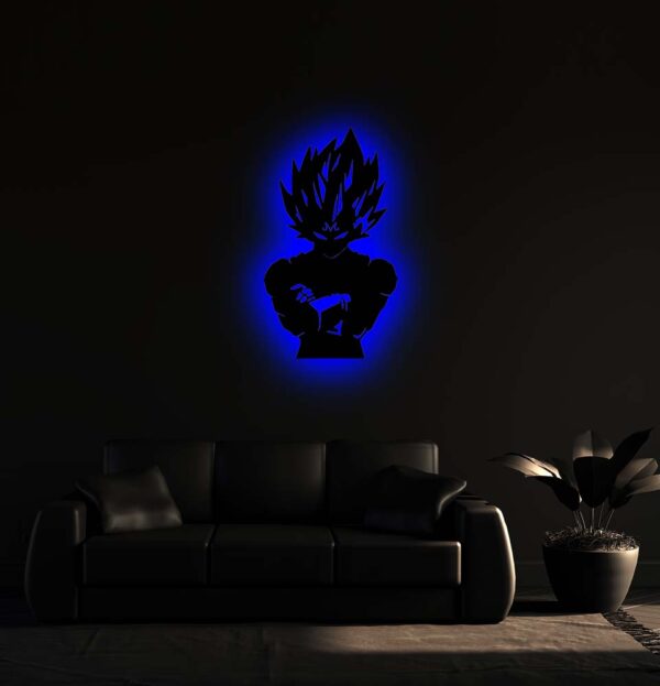 Vegeta Saiyan Prince 3D LED Backlit Logo | Premium Wooden Wall Art for Anime & Gaming Rooms