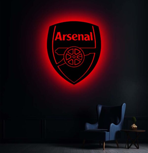 Arsenal F.C. Football Club LED Night Light – 3D Wooden Wall Decor, RGB Illuminated Sign for Fan Cave & Gaming Room