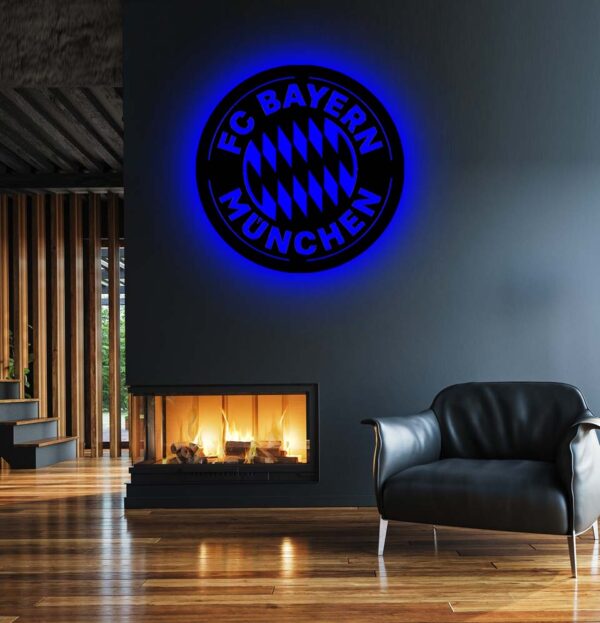 FC Bayern Munich Football Club LED Night Light – 3D Wooden Wall Decor, Perfect Chelsea FC Gift for Men & Man Cave