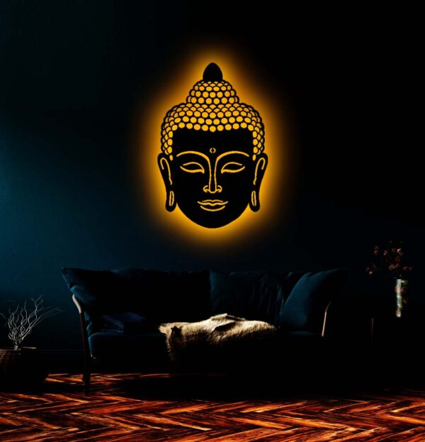 Buddha 3D LED Backlit Wooden Room Decor Wall Art | Spiritual Light Sign for Living Room & Meditation