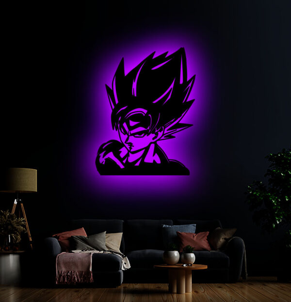 Goku from Dragon Ball Z 3D LED Backlit Logo | Premium Wooden Wall Art for Anime & Gaming Rooms