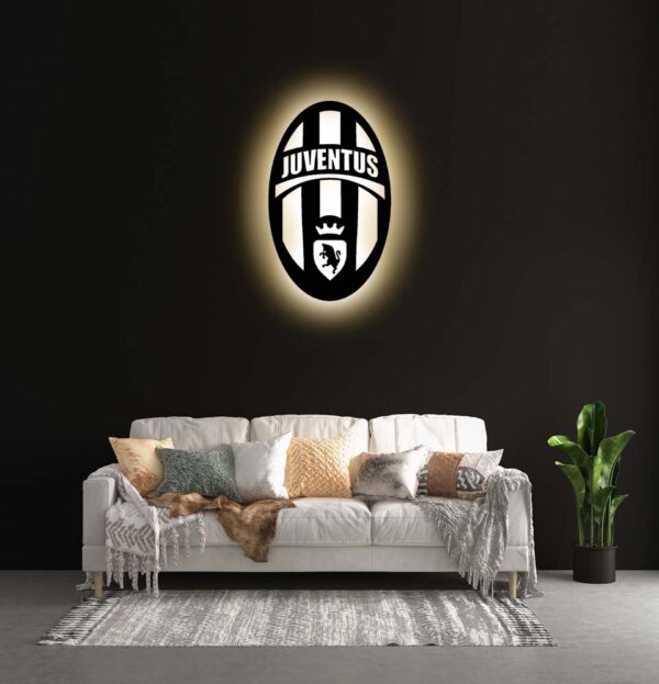 Juventus Football Club LED Night Light – 3D Wooden Wall Decor, Perfect Juventus  FC Gift for Men & Man Cave
