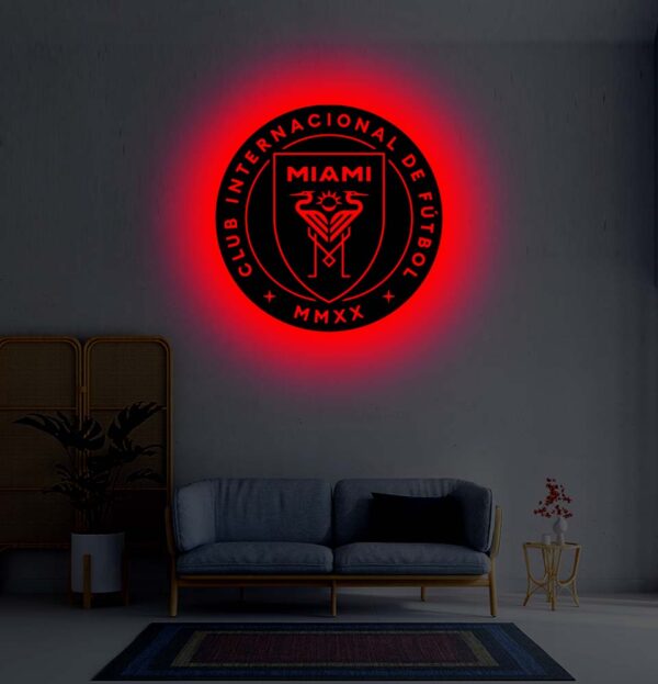Miami Football Club LED Night Light – 3D Wooden Wall Decor, Perfect Chelsea FC Gift for Men & Man Cave