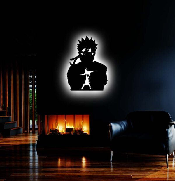 Naruto Uzumaki 3D LED Backlit Logo | Premium Wooden Wall Art for Anime & Gaming Rooms